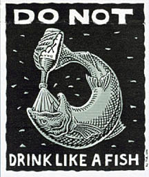 Ray Troll t shirt don't drink like a fish